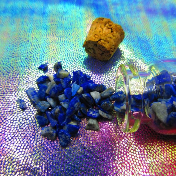 Lapis Lazuli Gemstone Chips In A Bottle Embellishments Natural Semi Precious - Picture 1 of 3